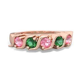 Lab Pink Sapphire Anniversary Band 14K Rose Gold ring R2089