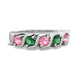 Lab Pink Sapphire Anniversary Band 14K White Gold ring R2089