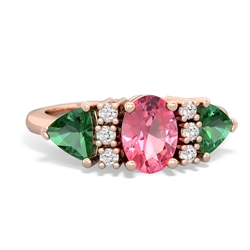 Lab Pink Sapphire Antique Style Three Stone 14K Rose Gold ring R2186