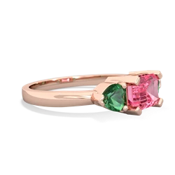 Lab Pink Sapphire Three Stone 14K Rose Gold ring R5235