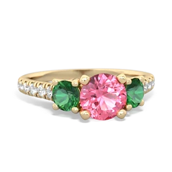 Lab Pink Sapphire Pave Trellis 14K Yellow Gold ring R5500