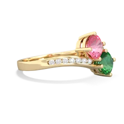 Lab Pink Sapphire Channel Set Two Stone 14K Yellow Gold ring R5303