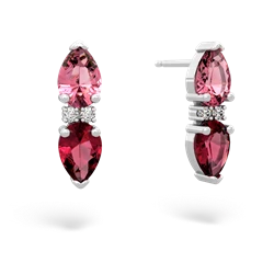 Lab Pink Sapphire Bowtie Drop 14K White Gold earrings E0865