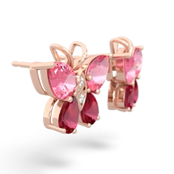 Lab Pink Sapphire Butterfly 14K Rose Gold earrings E2215