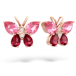 Lab Pink Sapphire Butterfly 14K Rose Gold earrings E2215