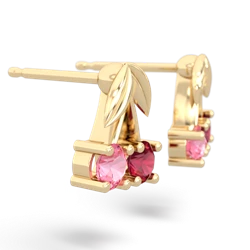 Lab Pink Sapphire Sweet Cherries 14K Yellow Gold earrings E7001