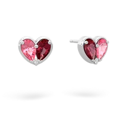 Lab Pink Sapphire 'Our Heart' 14K White Gold earrings E5072