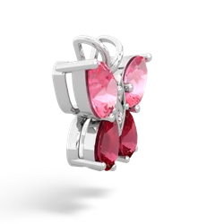 Lab Pink Sapphire Butterfly 14K White Gold pendant P2215