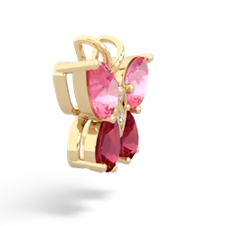 Lab Pink Sapphire Butterfly 14K Yellow Gold pendant P2215