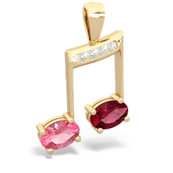 Lab Pink Sapphire Color Of Music 14K Yellow Gold pendant P3334