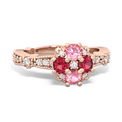 Lab Pink Sapphire Sparkling Tiara Cluster 14K Rose Gold ring R26293RD