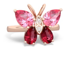 Lab Pink Sapphire Butterfly 14K Rose Gold ring R2215