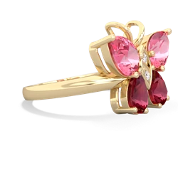 Lab Pink Sapphire Butterfly 14K Yellow Gold ring R2215