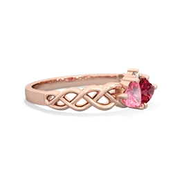 Lab Pink Sapphire Heart To Heart Braid 14K Rose Gold ring R5870