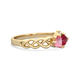 Lab Pink Sapphire Heart To Heart Braid 14K Yellow Gold ring R5870