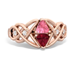 Lab Pink Sapphire Keepsake Celtic Knot 14K Rose Gold ring R5300