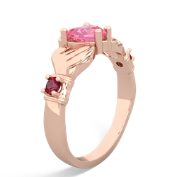 Lab Pink Sapphire Claddagh Keepsake 14K Rose Gold ring R5245