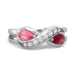 Lab Pink Sapphire Diamond Infinity 14K White Gold ring R5390