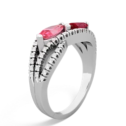 Lab Pink Sapphire Diamond Rivers 14K White Gold ring R3070