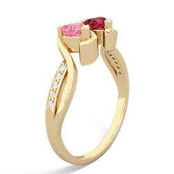 Lab Pink Sapphire Side By Side 14K Yellow Gold ring R3090