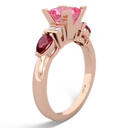 Lab Pink Sapphire 6Mm Princess Eternal Embrace Engagement 14K Rose Gold ring C2002