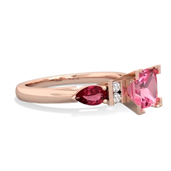 Lab Pink Sapphire 6Mm Princess Eternal Embrace Engagement 14K Rose Gold ring C2002