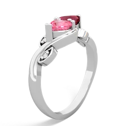 Lab Pink Sapphire Floral Elegance 14K White Gold ring R5790