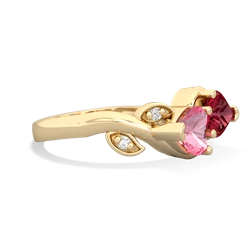 Lab Pink Sapphire Floral Elegance 14K Yellow Gold ring R5790