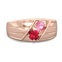 Lab Pink Sapphire Men's Streamline 14K Rose Gold ring R0460