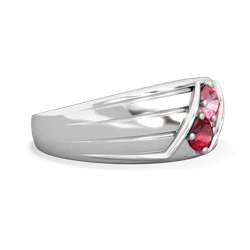 Lab Pink Sapphire Men's Streamline 14K White Gold ring R0460