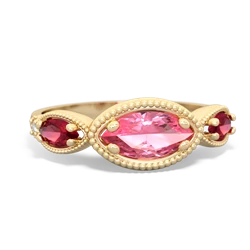 Lab Pink Sapphire Milgrain Marquise 14K Yellow Gold ring R5700