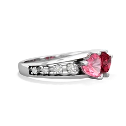 Lab Pink Sapphire Heart To Heart 14K White Gold ring R3342