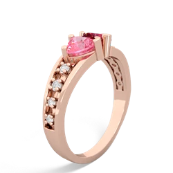 Lab Pink Sapphire Heart To Heart 14K Rose Gold ring R3342