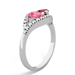 Lab Pink Sapphire Mother And Child 14K White Gold ring R3010