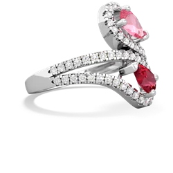 Lab Pink Sapphire Diamond Dazzler 14K White Gold ring R3000