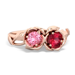 Lab Pink Sapphire Rose Garden 14K Rose Gold ring R5510