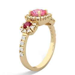 Lab Pink Sapphire Regal Halo 14K Yellow Gold ring R5350