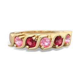 Lab Pink Sapphire Anniversary Band 14K Yellow Gold ring R2089