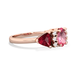 Lab Pink Sapphire Antique Style Three Stone 14K Rose Gold ring R2186