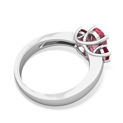 Lab Pink Sapphire Three Stone Oval Trellis 14K White Gold ring R4024