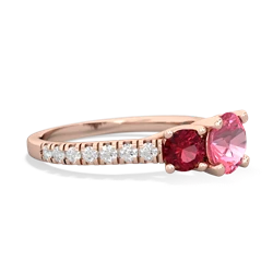 Lab Pink Sapphire Pave Trellis 14K Rose Gold ring R5500