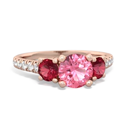 Lab Pink Sapphire Pave Trellis 14K Rose Gold ring R5500