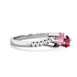 Lab Pink Sapphire Infinity Pave Two Stone 14K White Gold ring R5285