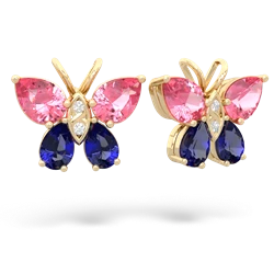 Lab Pink Sapphire Butterfly 14K Yellow Gold earrings E2215