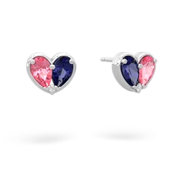 Lab Pink Sapphire 'Our Heart' 14K White Gold earrings E5072