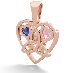 Lab Pink Sapphire Celtic Trinity Heart 14K Rose Gold pendant P5331