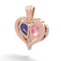 Lab Pink Sapphire Two Become One 14K Rose Gold pendant P5330