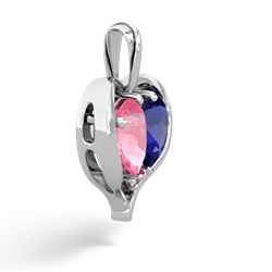 Lab Pink Sapphire Two Become One 14K White Gold pendant P5330