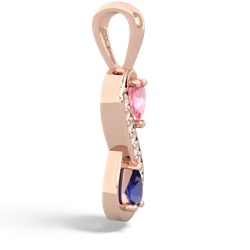 Lab Pink Sapphire Diamond Infinity 14K Rose Gold pendant P5390