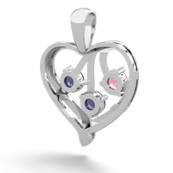 Lab Pink Sapphire Glowing Heart 14K White Gold pendant P2233